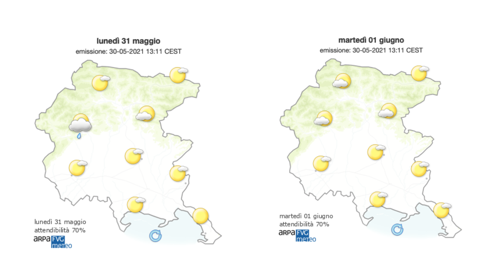 Immagine per Sempre più una primavera accesa sul Goriziano, lunedì baciato dal sole